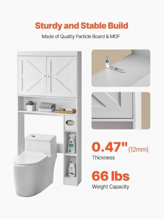 Vevor Floor Bathroom Shelf Wooden White