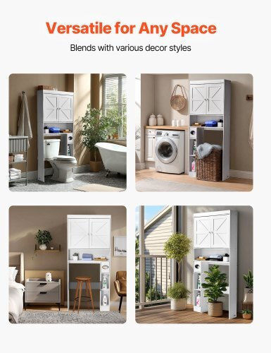 Vevor Floor Bathroom Shelf Wooden White