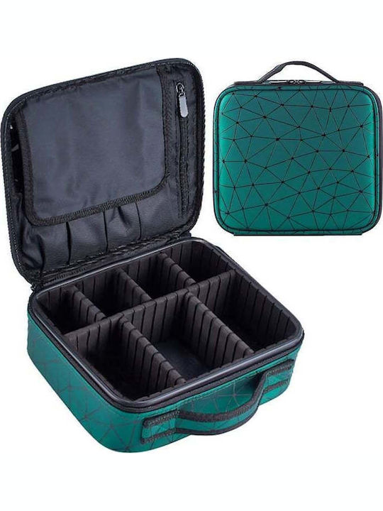 Geantă Premium Pentru Depozitare Transport Kit Accesorii Machiaj Tecos Verde Dimensiuni 25.5x22.5x9.5 Cm Compartimente Multiple Ideal Pentru Artist Machiaj