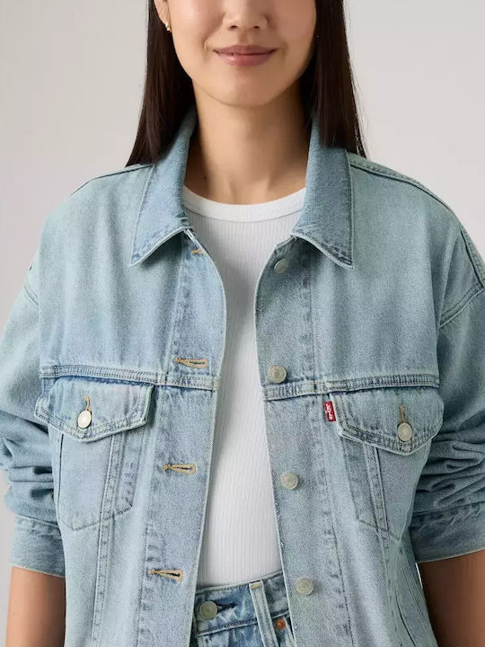 Jachetă Scurtă Dama pentru Primăvară Toamnă Light Wash