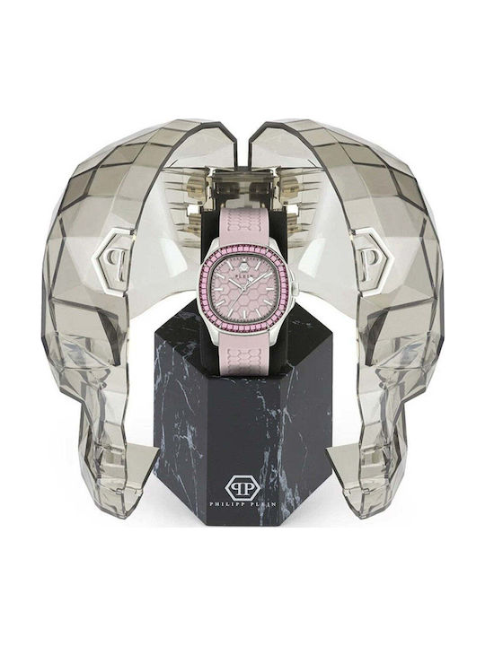 Philipp Plein Lady Ceas de Damă cu Roz Curea din Cauciuc