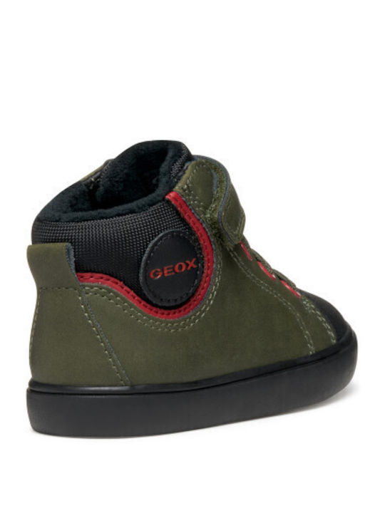 Baby Gisli Leather Kids Boots with Velcro Green