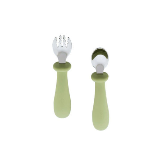 Zingies Baby Set with Fork made of Silicone for 0+ months Yellow 2pcs