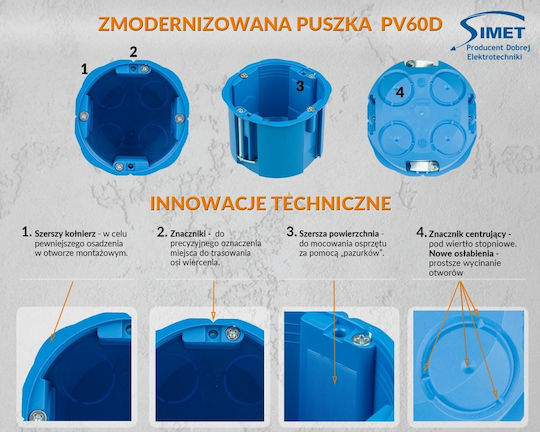 Gypsum Flush-Mounted Branching Box Blue Pv60d