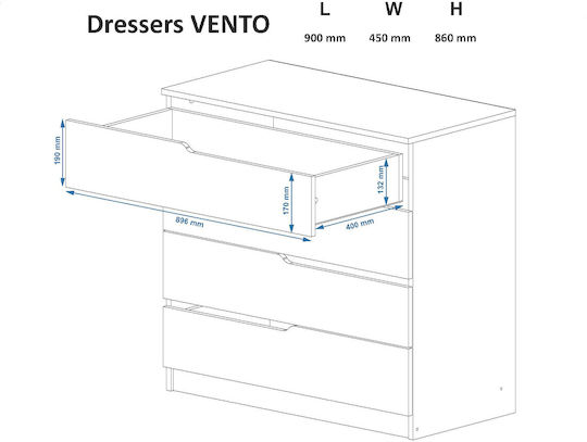 Συρταριέρα Ξύλινη Vento 90x45x86εκ. Συρταριέρα Ξύλινη Vento 90x45x86εκ.