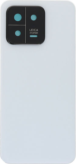 Xiaomi 13 Battery Door White OEM With Battery Door Adhesive And Back Camera Lens Bezel