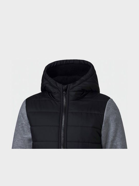 Kids' Casual Jacket with Hood Grey Black