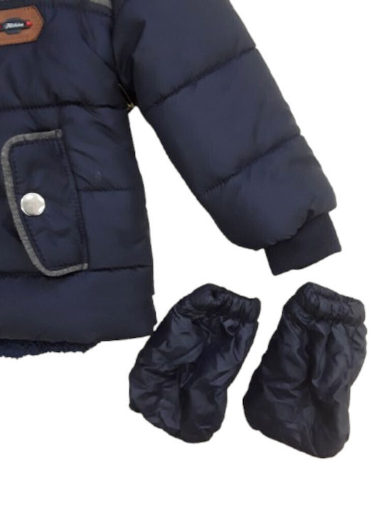 Kinder Steppjacke Kurz mit Kapuze Blau