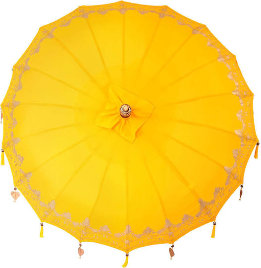 Round Wooden Yellow Garden & Terrace Parasol Φ2.5xΥ2.5m