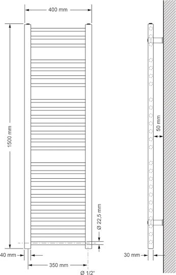 LuxeBath Πετσετοκρεμάστρα Μπάνιου 400x1500 Μαύρη