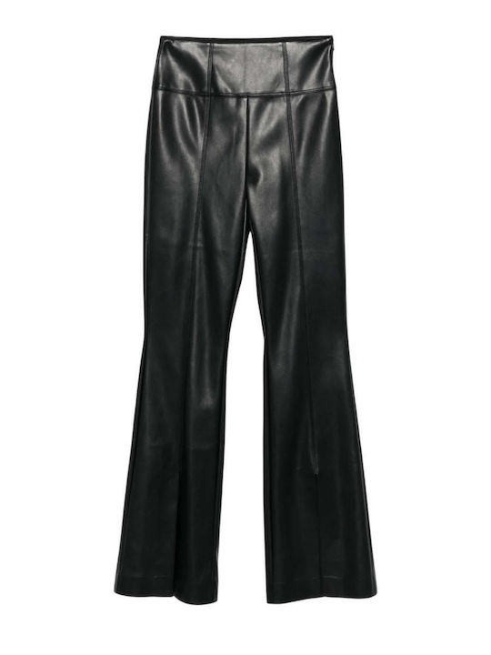 Women's Fabric Trousers Flared Slim Fit Black