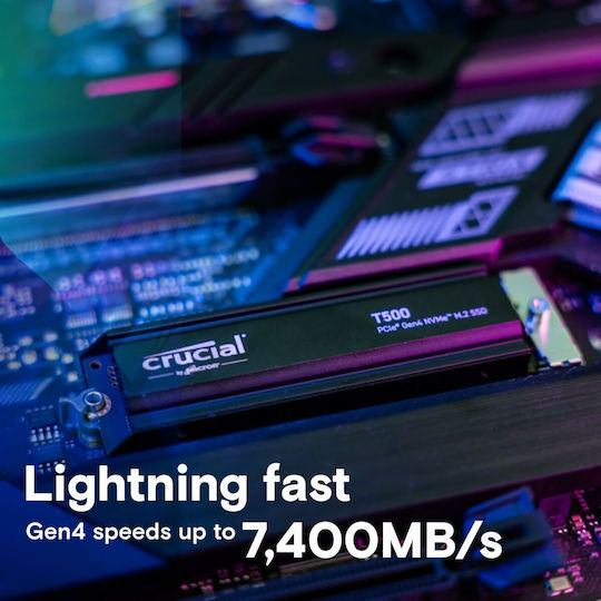 Crucial T500 SSD 4TB M.2 Type with PCI Express 4.0 Connection and Heatsink PS5 Compatible CT4000T500SSD5