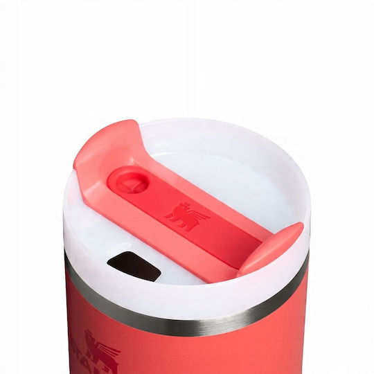 Stanley Quencher H2.0 FlowState Чаша с Дръжка Термос Неръждаема Стомана Без BPA 590мл Топъл Коралов с Сламка и Дръжка