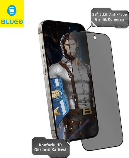 Blueo Закалено стъкло Черен (iPhone 15)