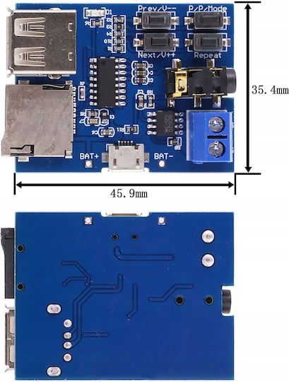 Rosfix MP3-Player Einheit USB Micro SD