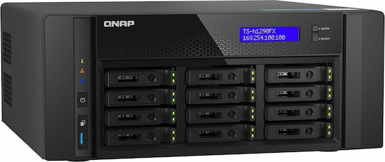 QNap NAS cu 12 sloturi pentru HDD/SSD și 2 porturi Ethernet (TS-h1290FX-7302P-128G)