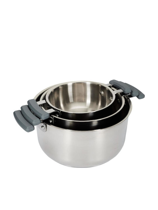 Cook Concept All-in-One X3 Easy Storage Pots Set from Stainless Steel Silver 3 Pieces