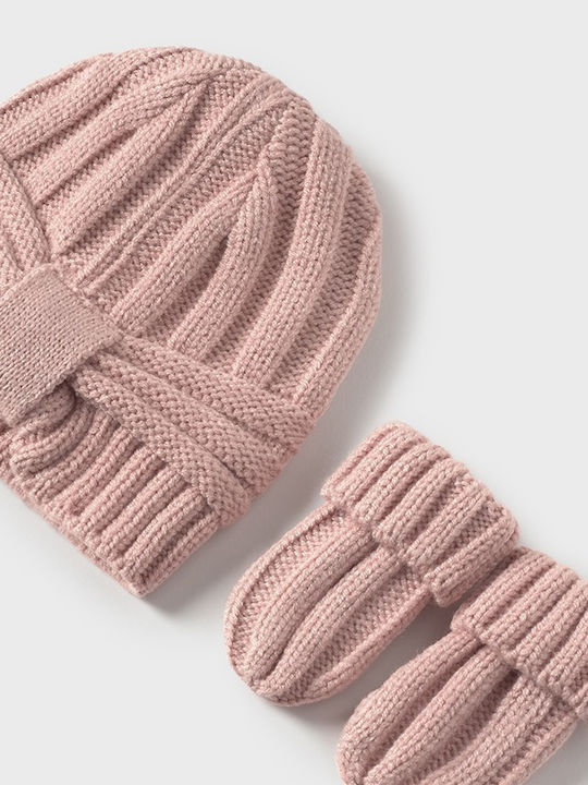 Kinder Mütze Set Gestrickt Rosa
