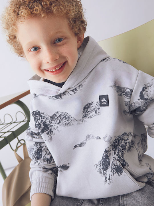 Kids Sweatshirt with Hood and Pockets Grey Silver