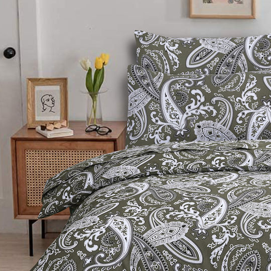 Casa Colori Комплект Двоен 4бр 140x200+30см. с Ластик Paisly Brown Paisley