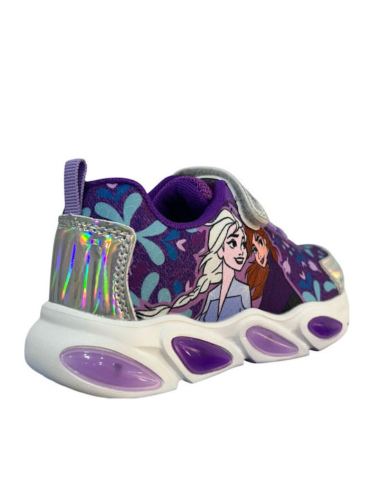 Frozen Παιδικά Sneakers με Σκρατς & Φωτάκια Μωβ