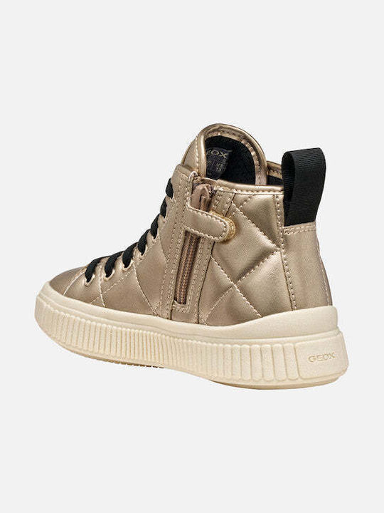Laquinny Leather Kids Ankle Boots with Zipper Gold