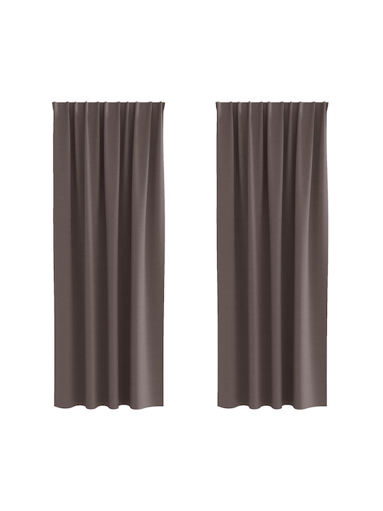 vidaXL Set Curtains Blackout Window with Tab Top Brown 140x245cm
