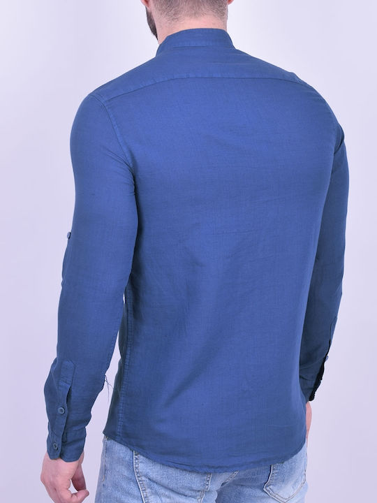 Cu mânecă lungă In Cămașă în Linie ingusta Navy Blue