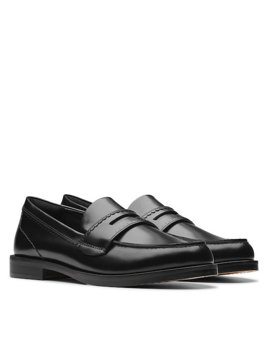 Leather Women's Loafers in Black Color