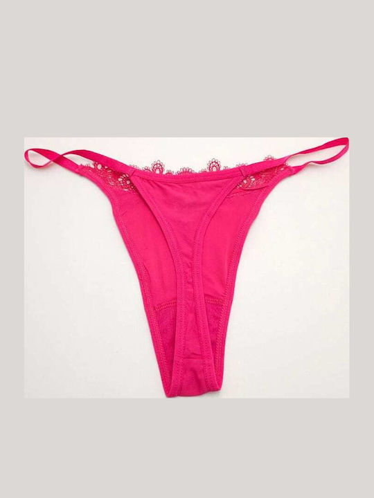 Γυναικείο String με Δαντέλα Φούξια