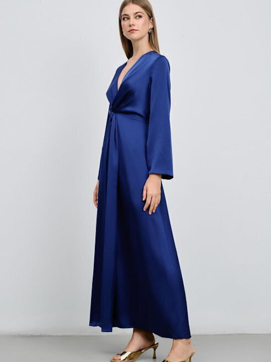 Maxi Dress for Wedding / Baptism Satin Blue