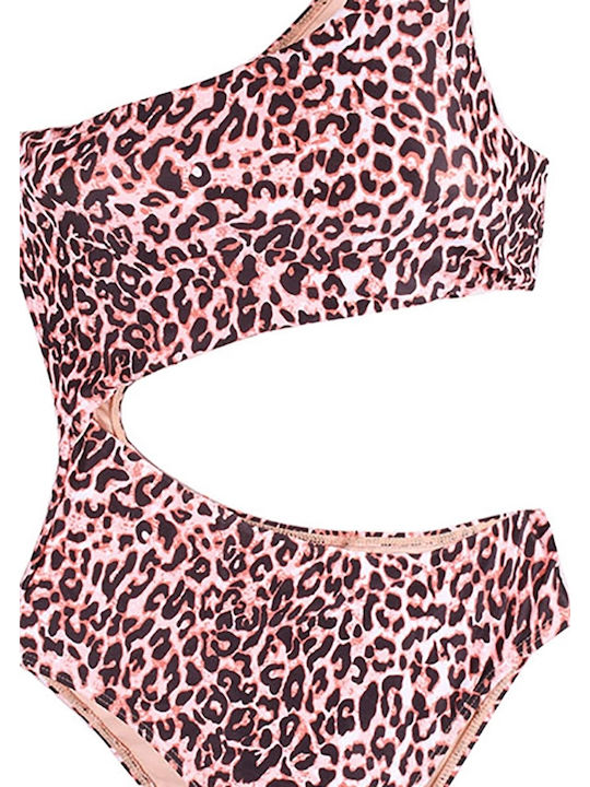 Ολόσωμο Μαγιό με Ανοίγματα Animal Print Ροζ