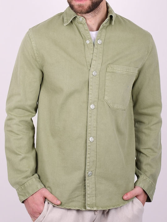 Herrenhemden Langärmelig Overshirt Khaki