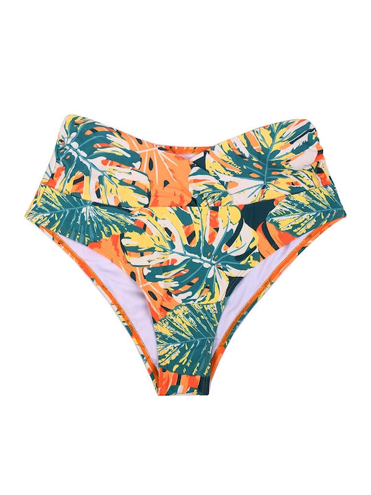 Set Bikini Hohe Taille Blumen Gelb