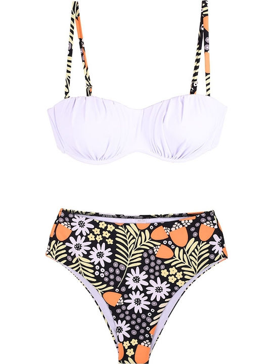 Set Bikini High Waist Floral White