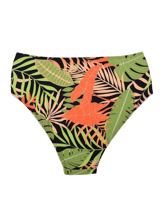 Set Bikini Ψηλόμεσο Floral Κίτρινο