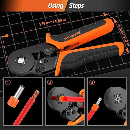 Set Cleste Sertizat Pentru Pin Conector 770 Terminale Conductoare 0,25-10 Mm² 9 Dimensiuni Hexagonale In Cutie De Depozitare Transport Someline