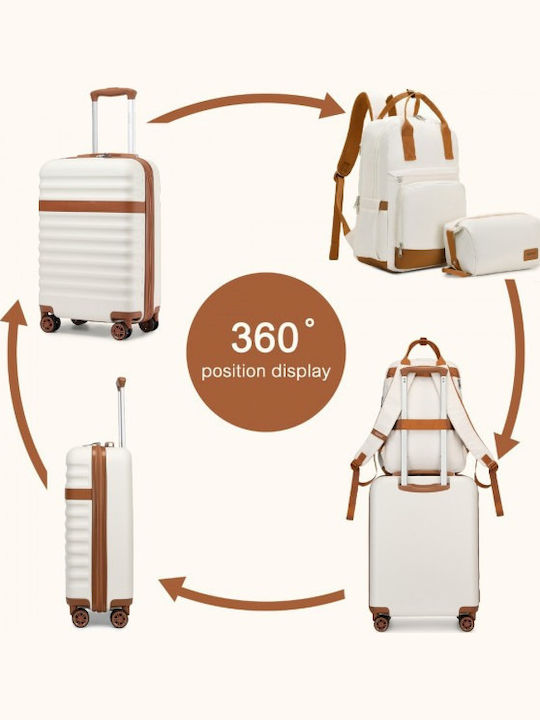 Miss Lulu Reise Koffer Hart Creme Und Braun Mit 4 Räder Set 3 Stück