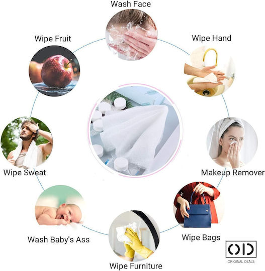 Compressed Disposable Wet Wipes Hypoallergenic Biodegradable Facial Body Hygiene Babies Children Adults Dermatologically Tested Set 100 Pieces Original Deals