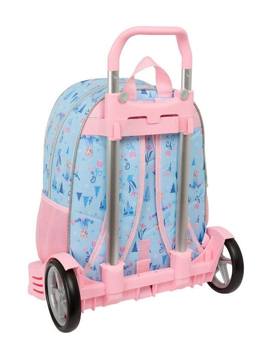 Frozen School Bag Trolley Kindergarten Blue with Water Bottle Holder