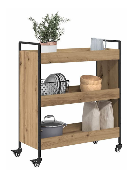 vidaXL Ραφιέρα Κουζίνας Ξύλινη 3 Θέσεων Καφέ 70x30x82cm