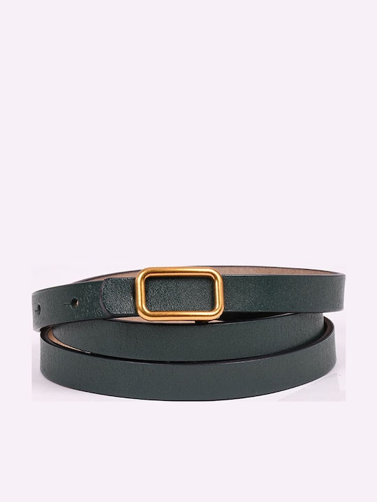 Wide Leather Women's Belt Green