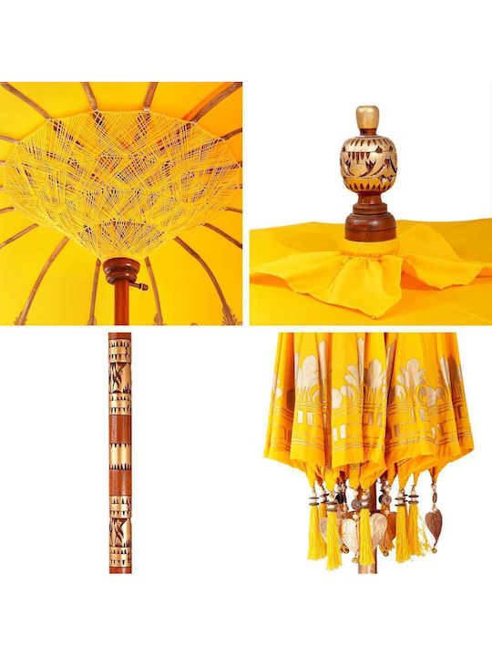 Umbrelă Rotundă Din Lemn Galbenă Φ2.6xÎ2.6m