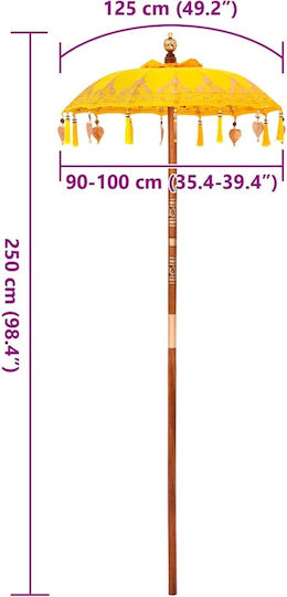 Circular Wooden Yellow Garden Parasol Φ2.6xY2.6m