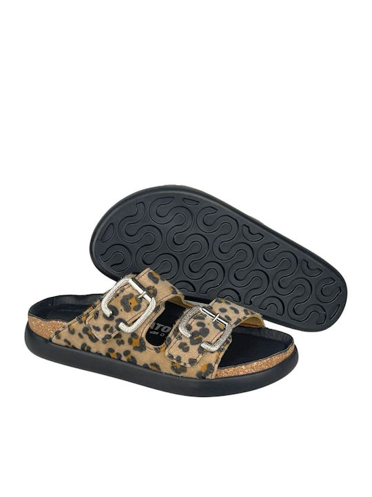 Leather Women's Flat Sandals Anatomic LEOPARD