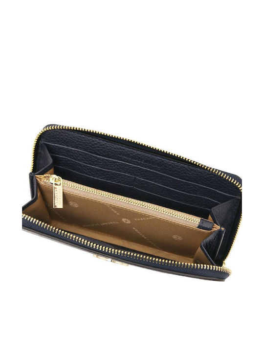 Large Leather Women's Wallet Classic Navy Blue