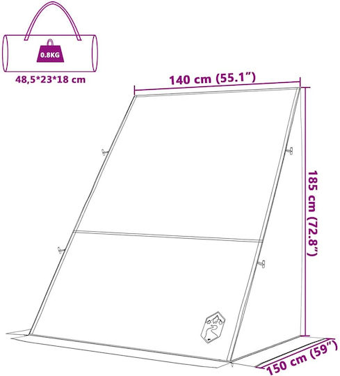 vidaXL Summer Camping Storage Tent Gray 190x150x185cm