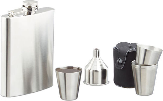 Set 7 Piese Flask Sticlă Metalică 200 Ml 4 Pahare de Shot din Oțel Inoxidabil Husă pentru Alcool