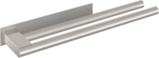 vidaXL Стелаж Баня Единична Подов със закопчалка за обръч и примка ​40x9см Inox Сребрист