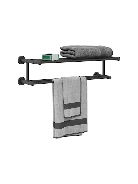 vidaXL Single Wall-Mounted Bathroom Shelf Unit ​61x23cm Inox Black